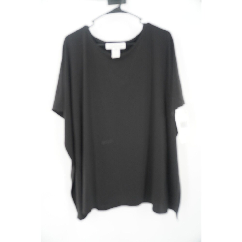 Caroline Rose Black Draped Capelet Oversized Boxy Poncho Blouse Size M NWT $ 168